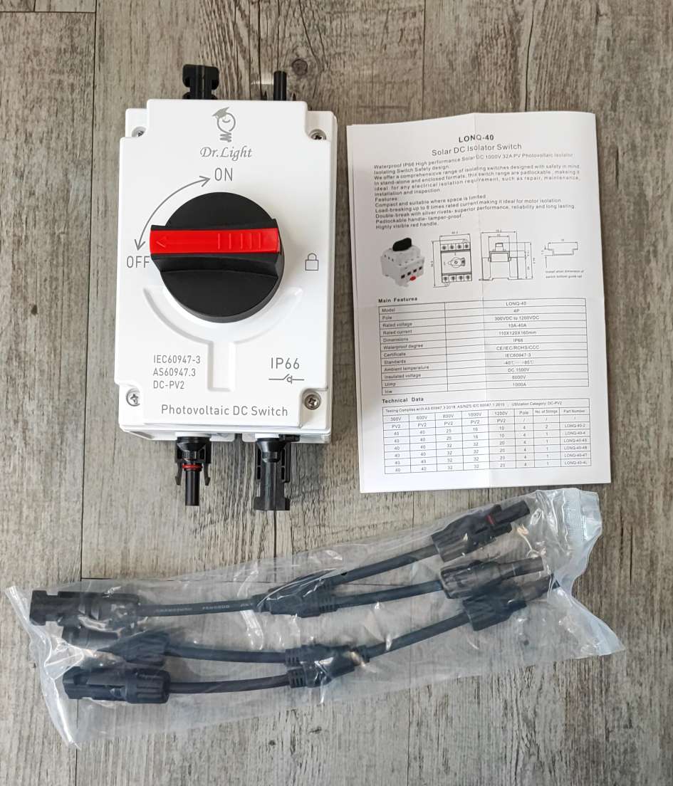DR Light LONQ-40 40Amp Solar Photovoltaic DC Isolator Switch - Electromann SA