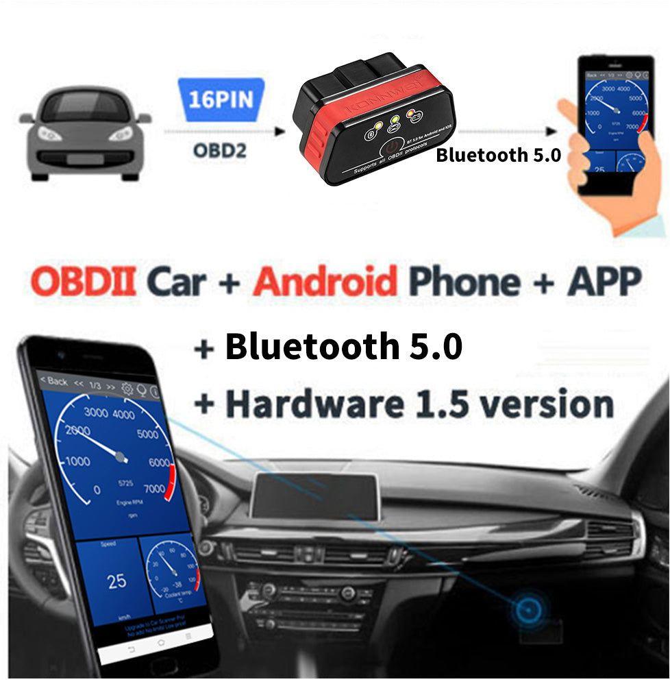 KONNWEI KW901 Bluetooth 4.0-5.0 Car OBD2 Scanner for Android and iOS both - Electromann SA