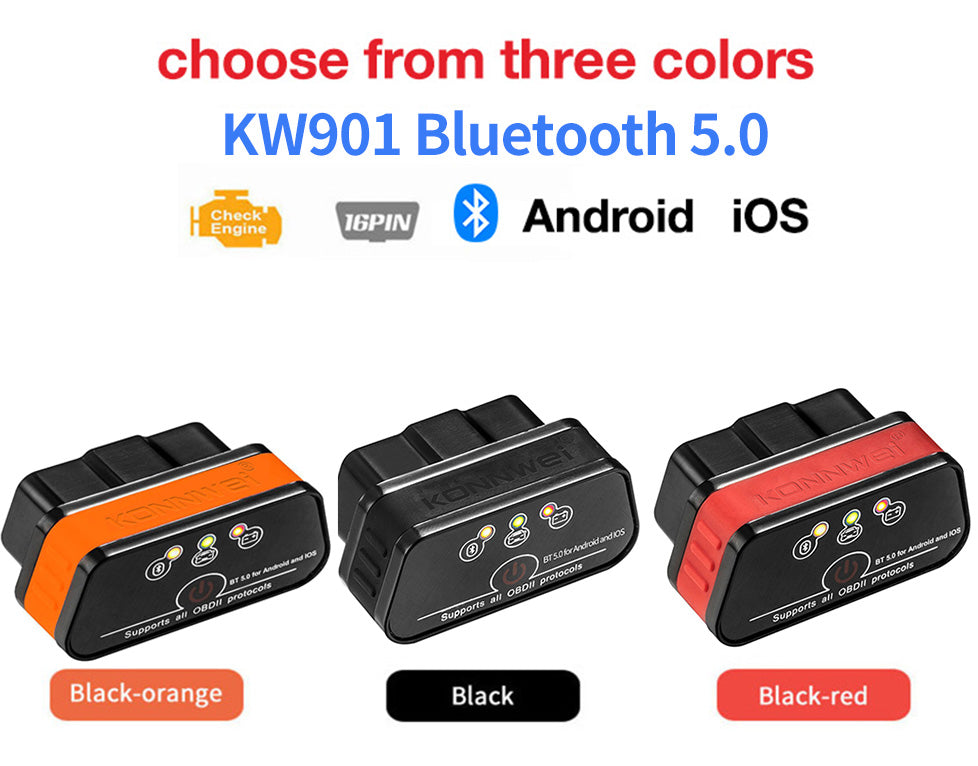 KONNWEI KW901 Bluetooth 4.0-5.0 Car OBD2 Scanner for Android and iOS both - Electromann SA