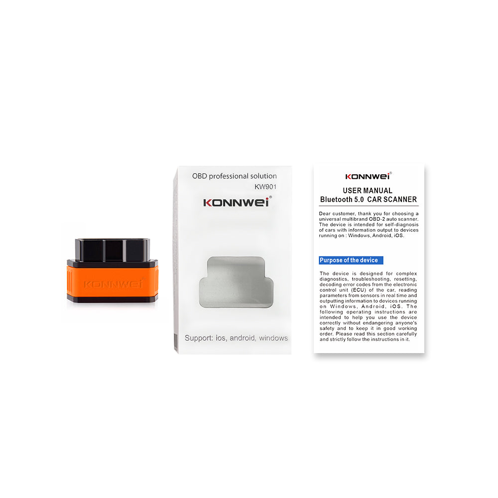 KONNWEI KW901 Bluetooth 4.0-5.0 Car OBD2 Scanner for Android and iOS both - Electromann SA