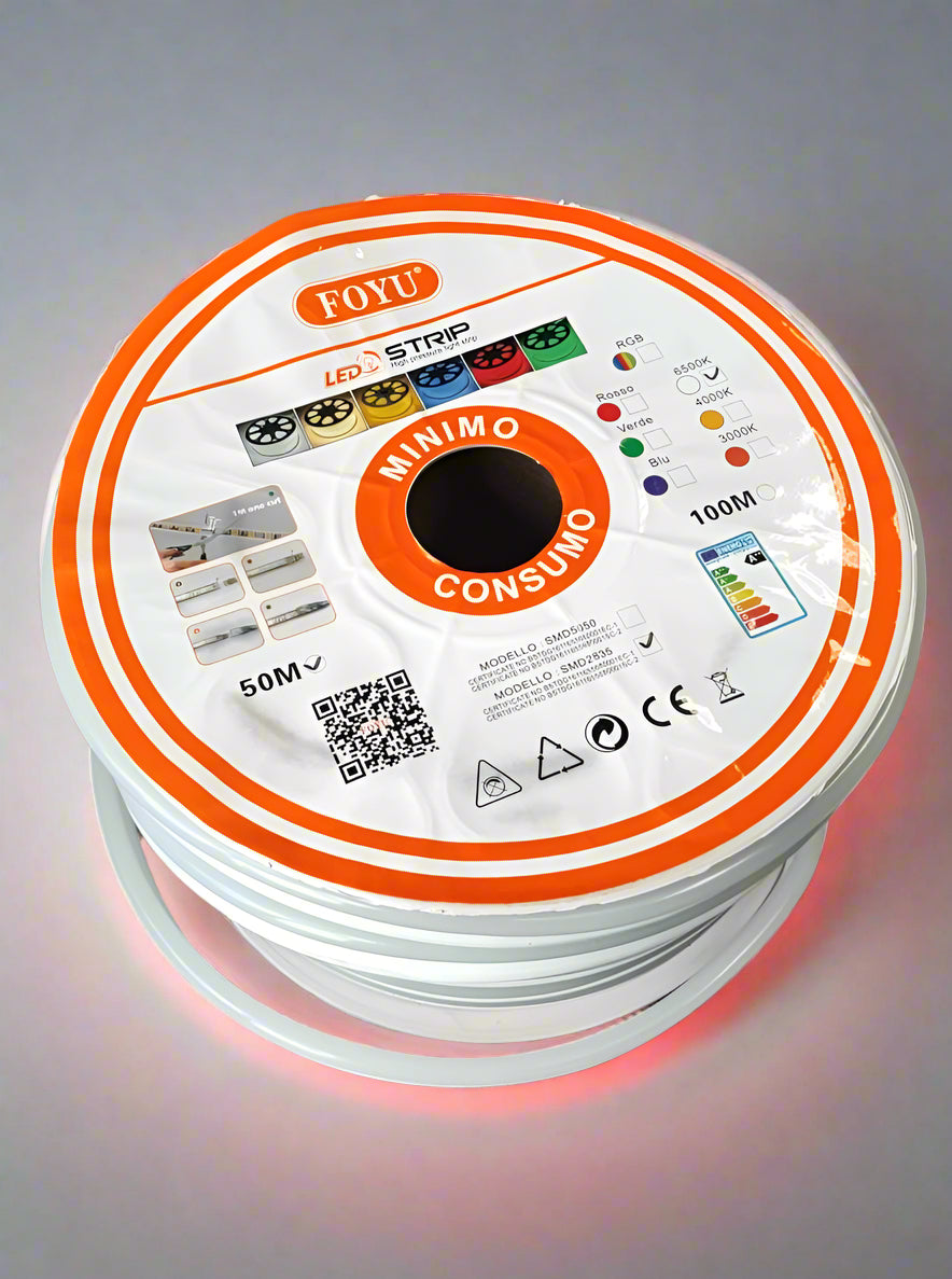 FOYU 50m Heavy Duty Neon Flexible SMD2835 Led Chip LED Weatherproof Rope Light - Electromann SA