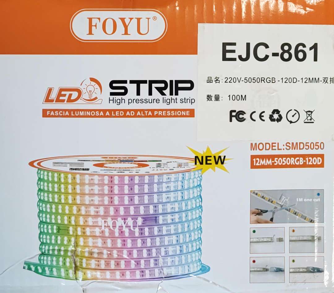 FOYU 100m Heavy Duty RGB Flexible LED Weatherproof Rope Light Strip Roll - Electromann SA