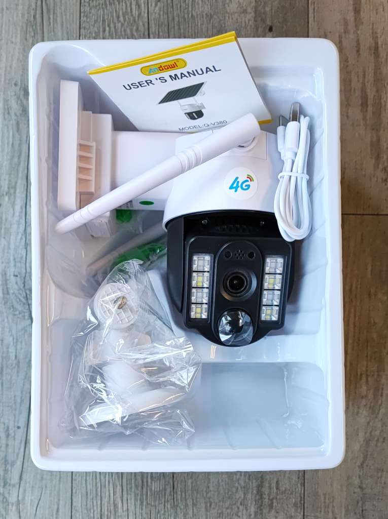 DEMO Andowl Q-V380 4K Solar Intelligent 4G IP PTZ Camera - Electromann SA