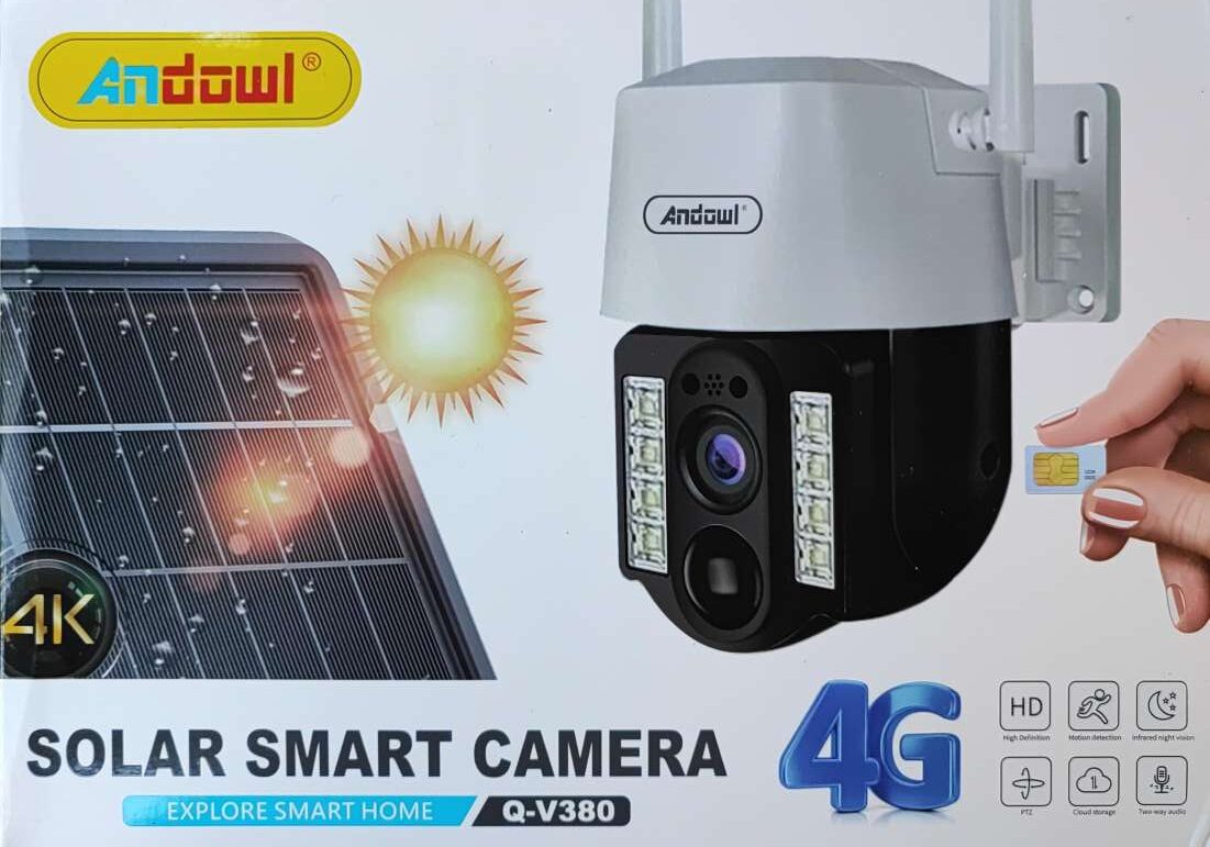DEMO Andowl Q-V380 4K Solar Intelligent 4G IP PTZ Camera - Electromann SA