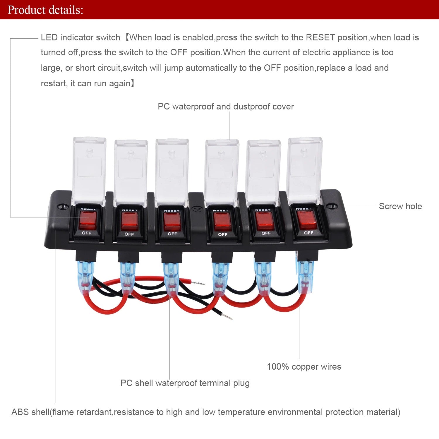 8 Gang DC 12V Splashproof Rocker Circuit Breaker Panel - Durable and Versatile Electrical Panel for Marine and Automotive Applications - Electromann SA