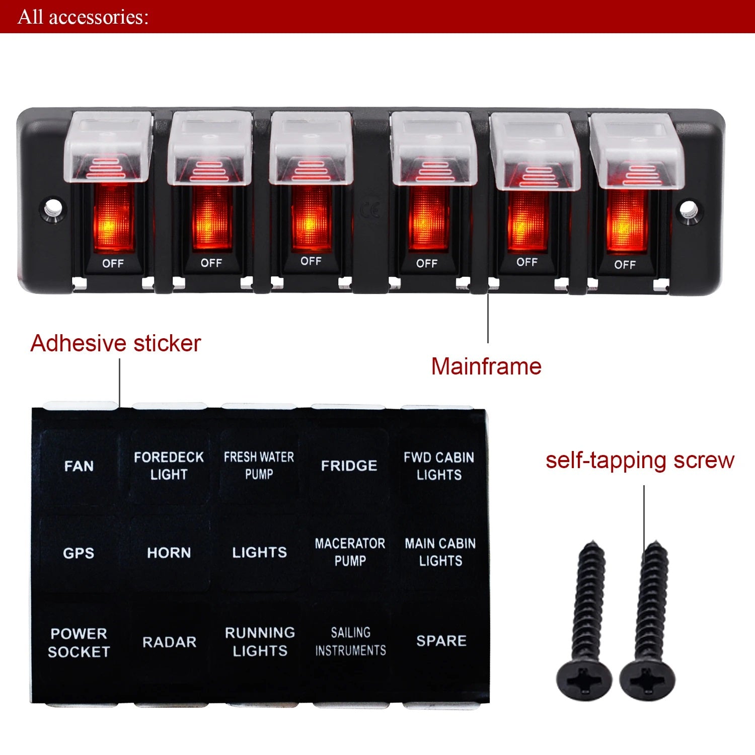 8 Gang DC 12V Splashproof Rocker Circuit Breaker Panel - Durable and Versatile Electrical Panel for Marine and Automotive Applications - Electromann SA