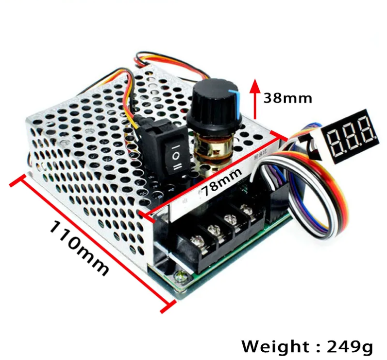 PWM Stepless Motor Speed Governor 40A DC Motor Forward Reverse Controller - Electromann SA