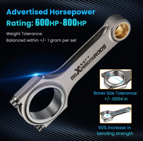 H-Beam Connecting Rods Set for Subaru EJ20 EJ25 130.5mm - Electromann SA