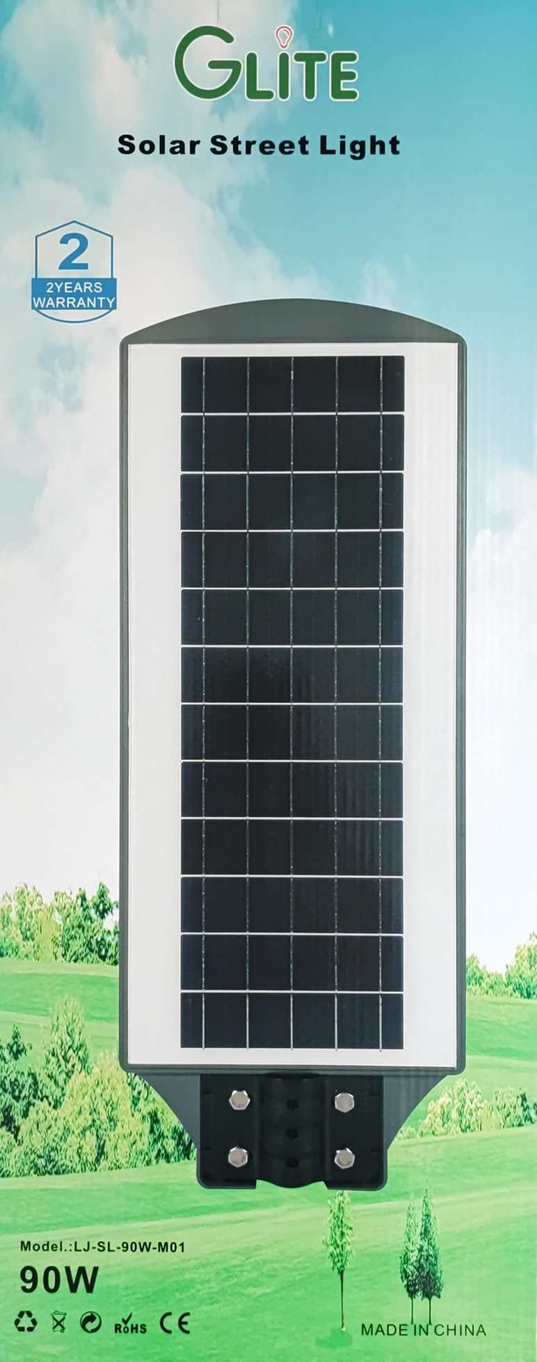 Glite 90watt Solar Powered LED Street/Pole Light - Efficient and Eco-Friendly Outdoor Lighting Solution - Electromann SA