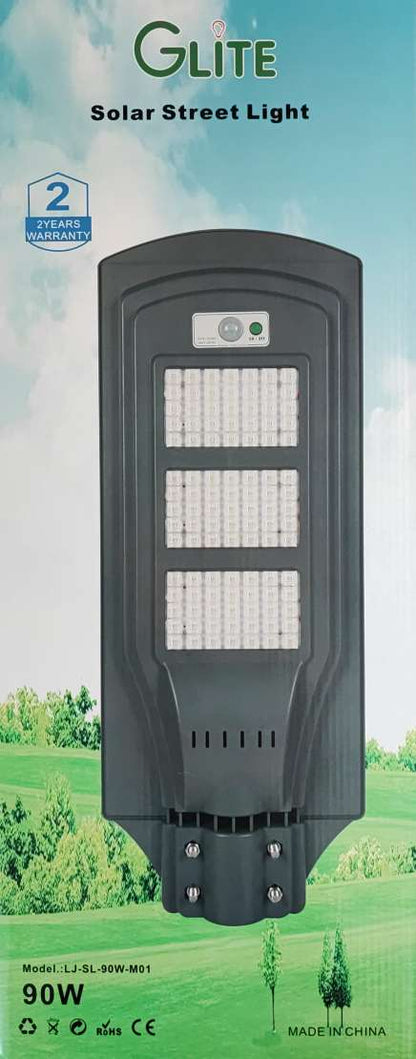 Glite 90watt Solar Powered LED Street/Pole Light - Efficient and Eco-Friendly Outdoor Lighting Solution - Electromann SA