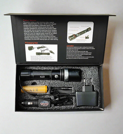 ETN Rechargeable Lithium Adjustable Zoom LED Flashlight - Electromann SA
