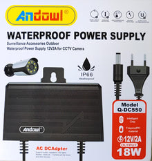 Andowl Q-DC550 Power Supply - 220v AC to 12V DC 2Amp 18w Converter for Charging Electronic Devices - Electromann SA