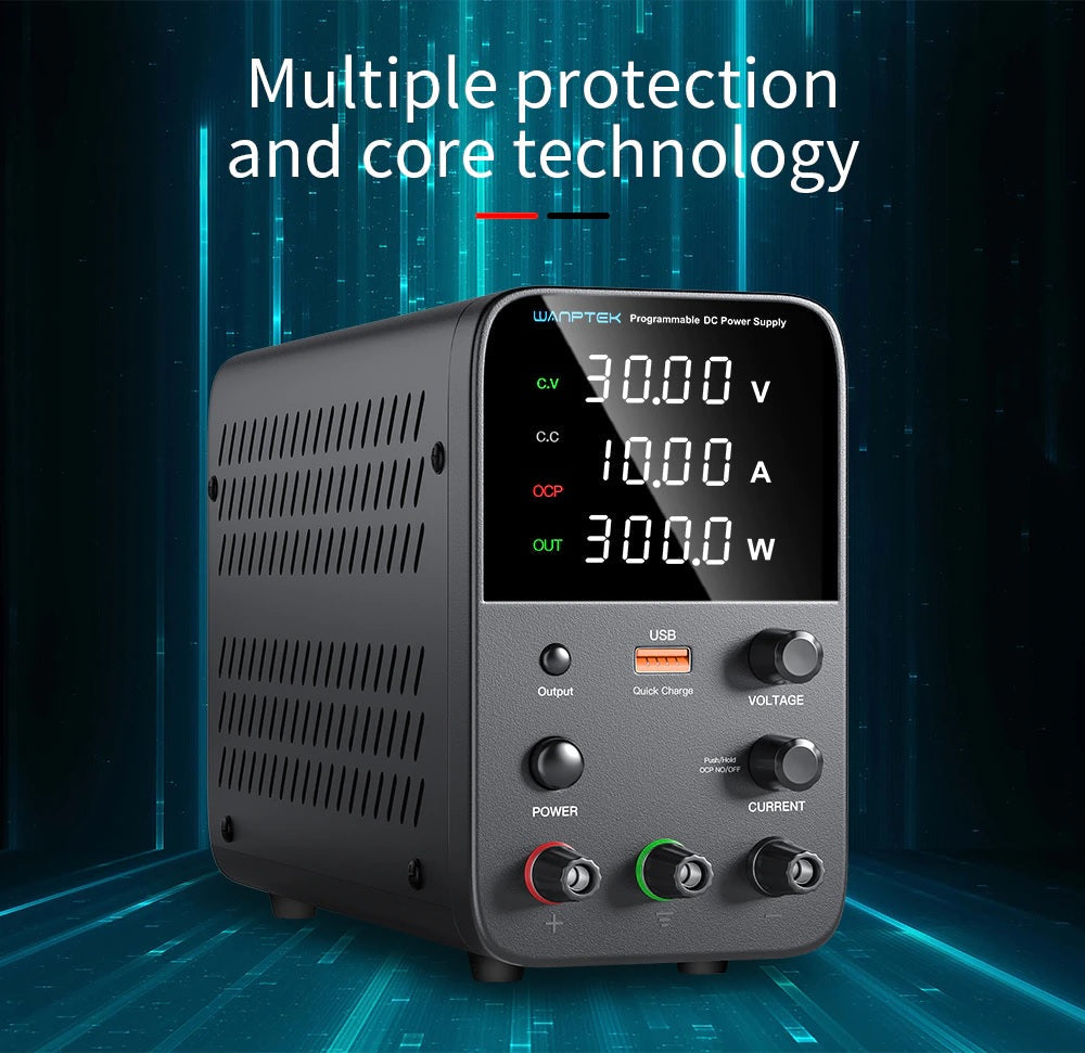 Wanptek Adjustable DC Power Supply 120V 3A USB Digital Lab Bench Power Supply - Electromann SA