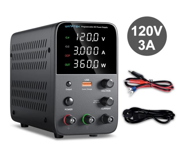 Wanptek Adjustable DC Power Supply 120V 3A USB Digital Lab Bench Power Supply - Electromann SA