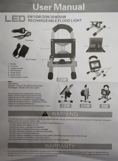 DEMO Yamato 20W Solar Rechargeable Portable LED Flood Light - Compact and Powerful Lighting Solution - Electromann SA