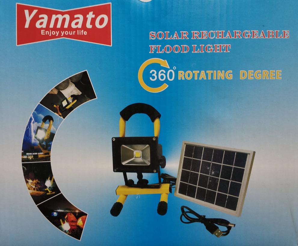 DEMO Yamato 20W Solar Rechargeable Portable LED Flood Light - Compact and Powerful Lighting Solution - Electromann SA