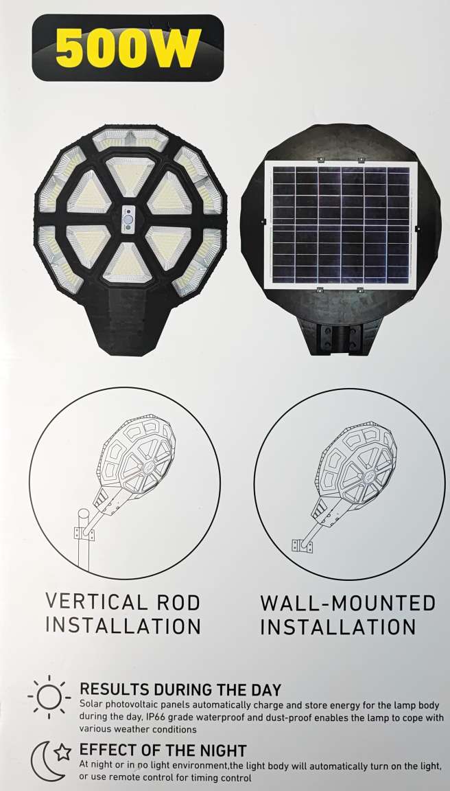 JT-CLEAR 500Watt Solar Powered LED Walkway Light - Energy Efficient Outdoor Lighting Solution - Electromann SA