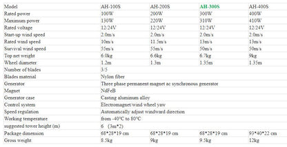 300W 3 Blades 12/24V Wind Turbine with Charge Controller - Electromann SA