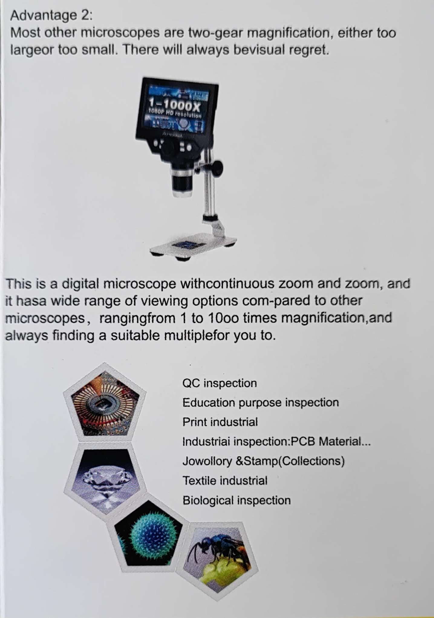 ANDOWL Q-XW51 1000x 1080p Portable Rechargeable Digital Microscope - Electromann SA
