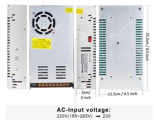 AC220v to DC24V 10Amp 250W Switching Power Supply - Electromann SA