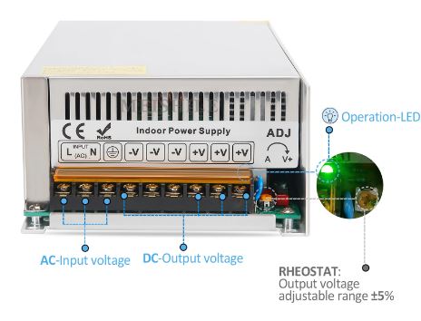 AC220v to DC24V 16Amp 400W Switching Power Supply - Electromann SA