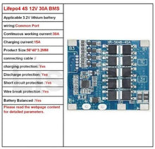 4S 30Amp (3.2V LiFePO4 Cell) Battery Charge Protection Board with Balancing - Electromann SA
