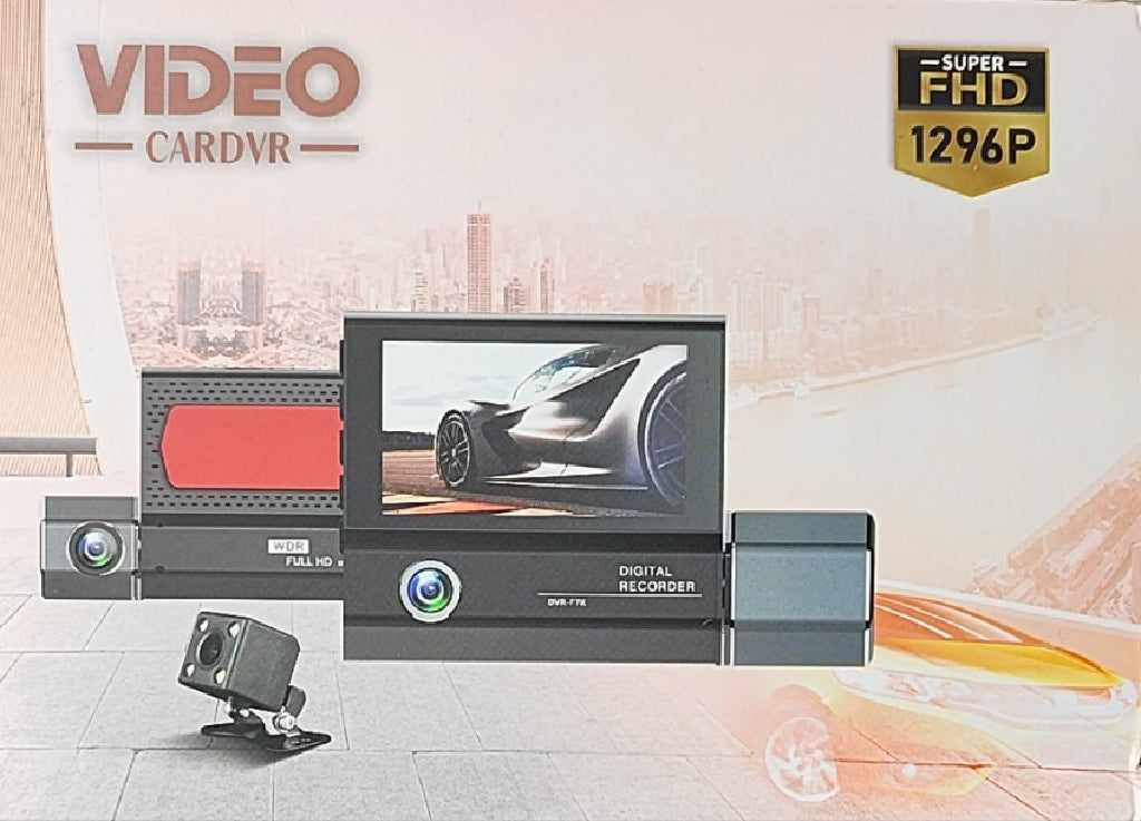 Car Dash Cam 1296P FHD 3 Camera (Front, Inside & Rear) - Electromann SA
