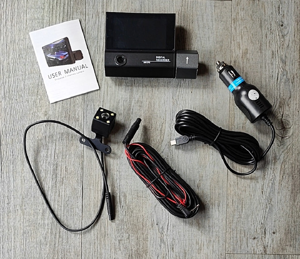 Car Dash Cam 1296P FHD 3 Camera (Front, Inside & Rear) - Electromann SA