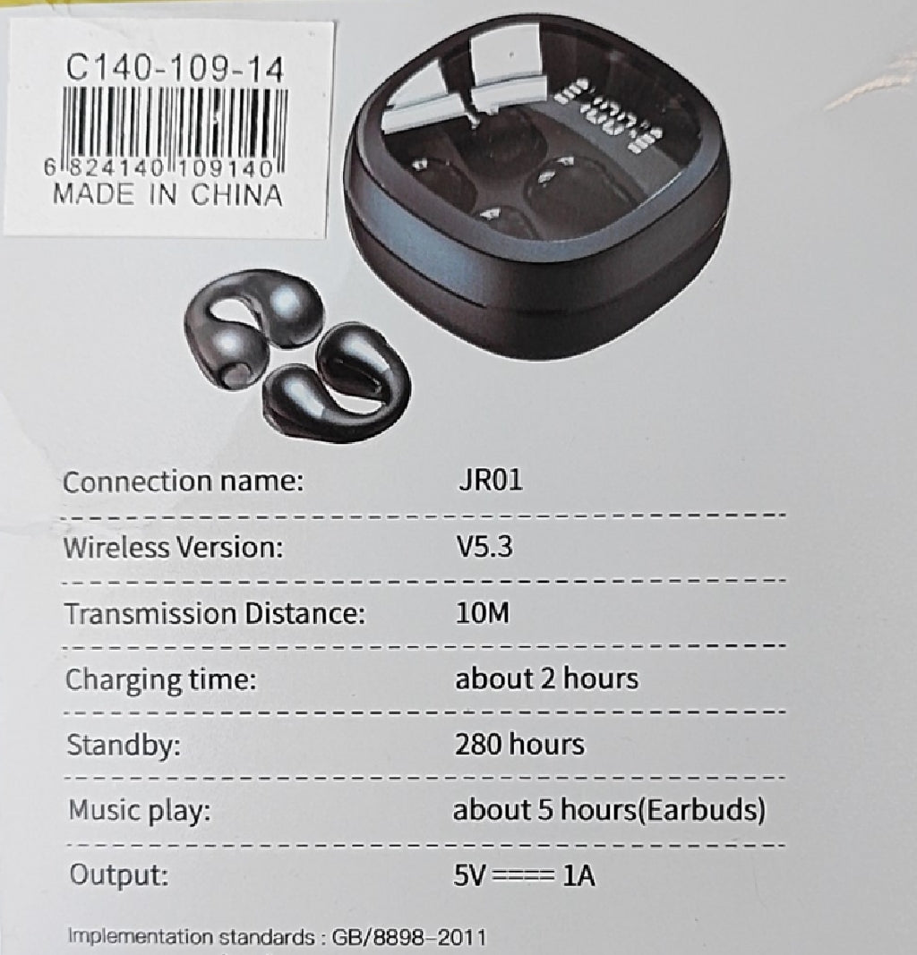 JR01 v5.3 Clip-On Wireless Bluetooth Earbuds Kit - Electromann SA