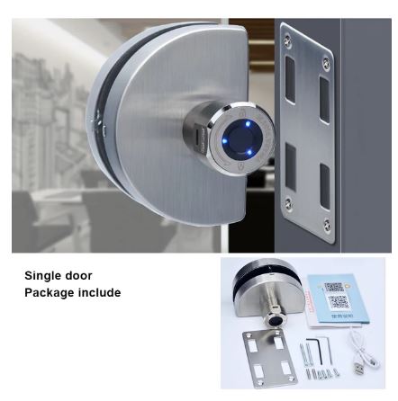 Frameless Glass Single Door Fingerprint Electronic Lock - Electromann SA