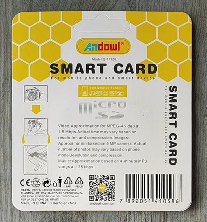 Andowl Q-TF128 128GB Class 10 Micro SD Card - Fast Data Transfer and Ample Storage Space for All Devices - Electromann SA