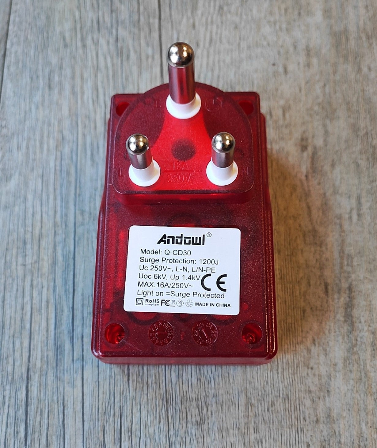 ANDOWL Q-CD30 1200Joule 6Kv Surge Protector Plug - Electromann SA
