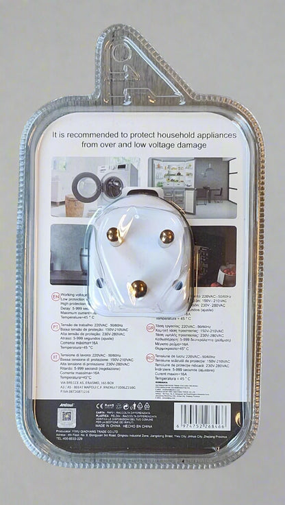 ANDOWL Q-CD122 16Amp AC Under/Over Voltage Protector Plug - Electromann SA