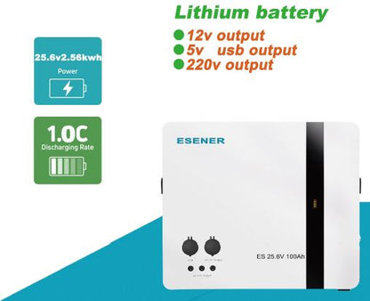 ESENER 2.56Kwh 25.6V 100AH Wall Mount Lithium Battery - High-Performance Energy Storage Solution - Electromann SA