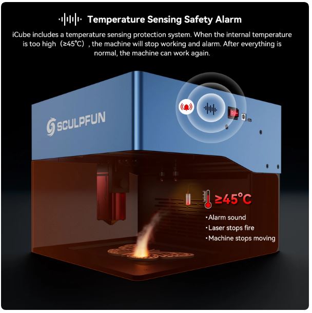 Sculpfun iCube Pro Max 10W Laser Engraver Portable Laser Engraving Machine with Smoke Filter Temperature Alarm Ultra Fine 0.08mm - Electromann SA