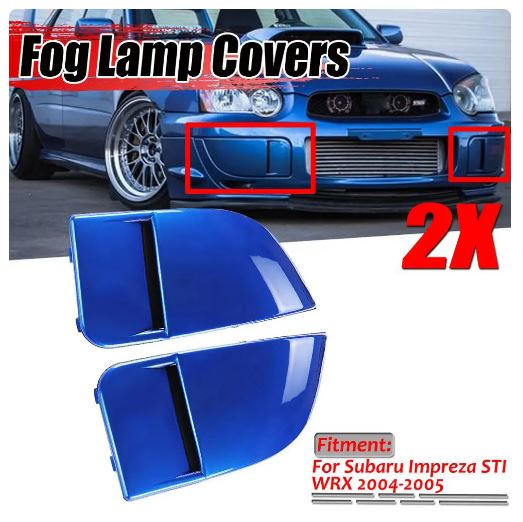 Pair Blue Painted Fog Light Bezels For 2006-2007 Subaru Impreza WRX