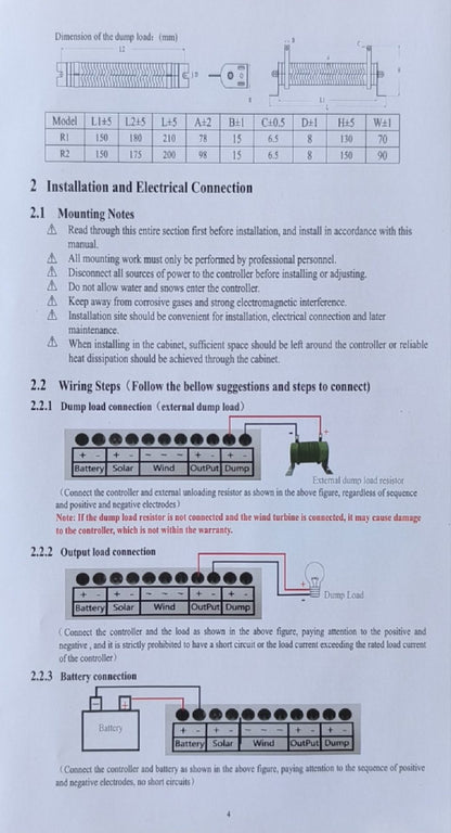 12-24v 1800watt Hybrid Dual Solar and Wind Power MPPT Controller - Electromann SA