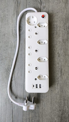 REDISSON 8 Way 3x16Amp 4x16Amp Euro 1x Schuko 3x 2.1A USB Port 220v Multi-Plug - Electromann SA