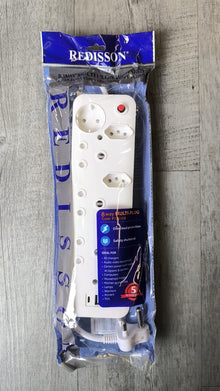 REDISSON 8 Way 3x16Amp 4x16Amp Euro 1x Schuko 3x 2.1A USB Port 220v Multi-Plug - Electromann SA