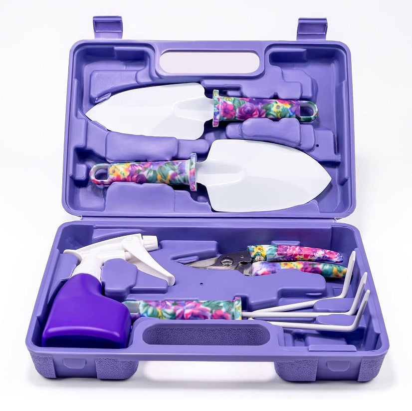 XF0901 Gardening Hand Tools With Purple Floral Print 5Pcs - Electromann SA
