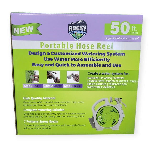 Rocky Mountain Mini Portable Hose Reel 15M With 7 Power Spray Settings - Electromann SA