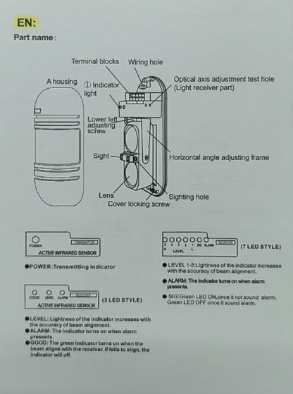 ANDOWL Q-BJ1200 Outdoor Dual Beam 100m Alarm Infrared Movement Sensor Kit - Electromann SA