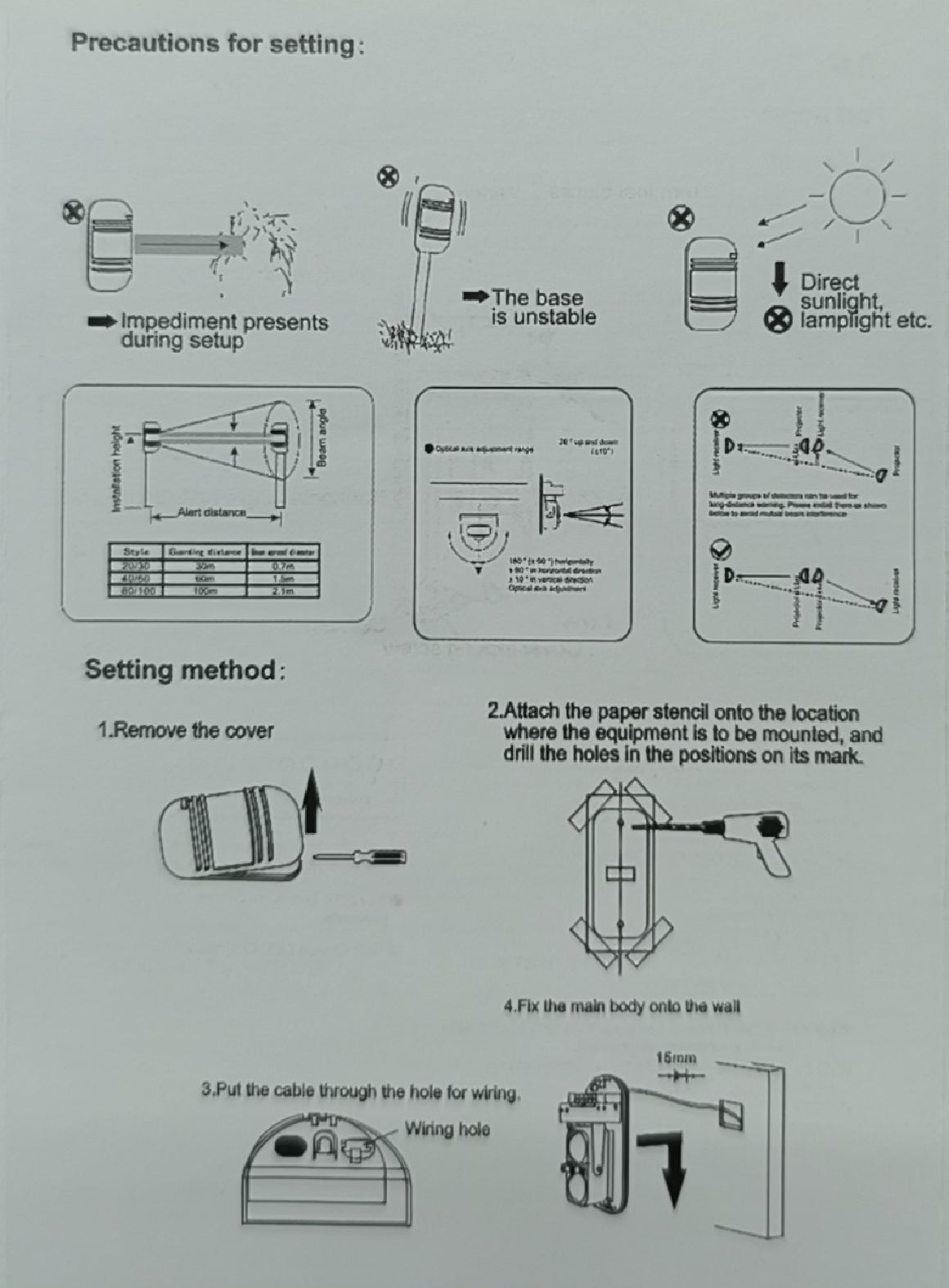 ANDOWL Q-BJ1200 Outdoor Dual Beam 100m Alarm Infrared Movement Sensor Kit - Electromann SA