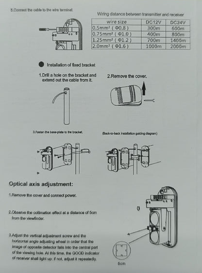 ANDOWL Q-BJ1200 Outdoor Dual Beam 100m Alarm Infrared Movement Sensor Kit - Electromann SA