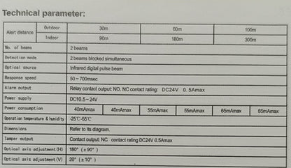 ANDOWL Q-BJ1200 Outdoor Dual Beam 100m Alarm Infrared Movement Sensor Kit - Electromann SA