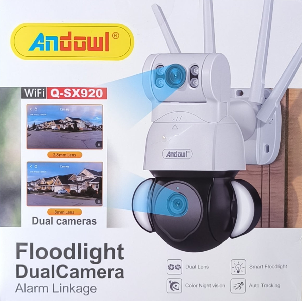 Andowl Q-SX920 4K HD Dual Camera Flood Light Outdoor Remote Smart Monitoring Wireless WiFi IP Camera - Electromann SA