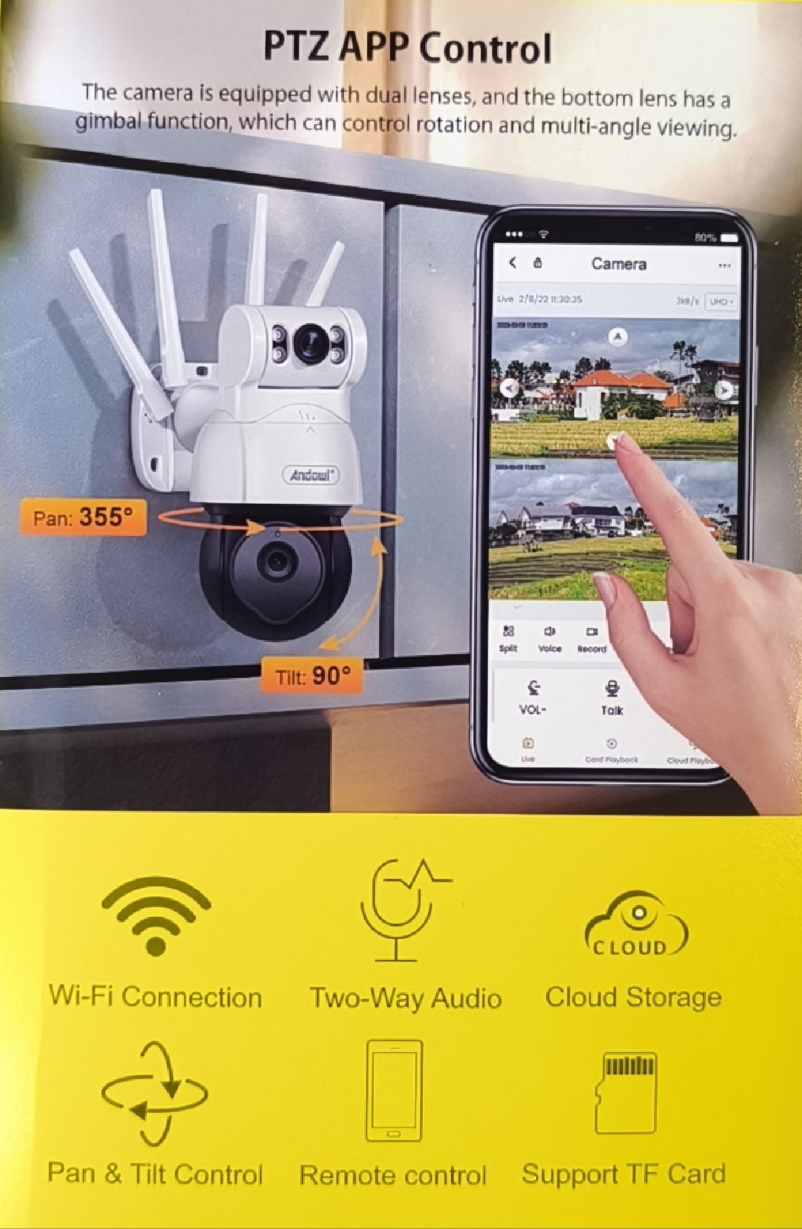 Andowl Q-SX920 4K HD Dual Camera Flood Light Outdoor Remote Smart Monitoring Wireless WiFi IP Camera - Electromann SA