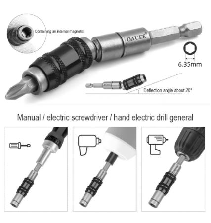1/4 "Hex Screwdriver Magnetic Drill Bit Holder Extension - Electromann SA