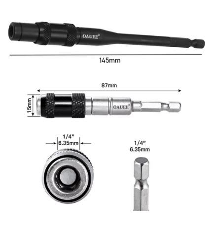 1/4 "Hex Screwdriver Magnetic Drill Bit Holder Extension - Electromann SA