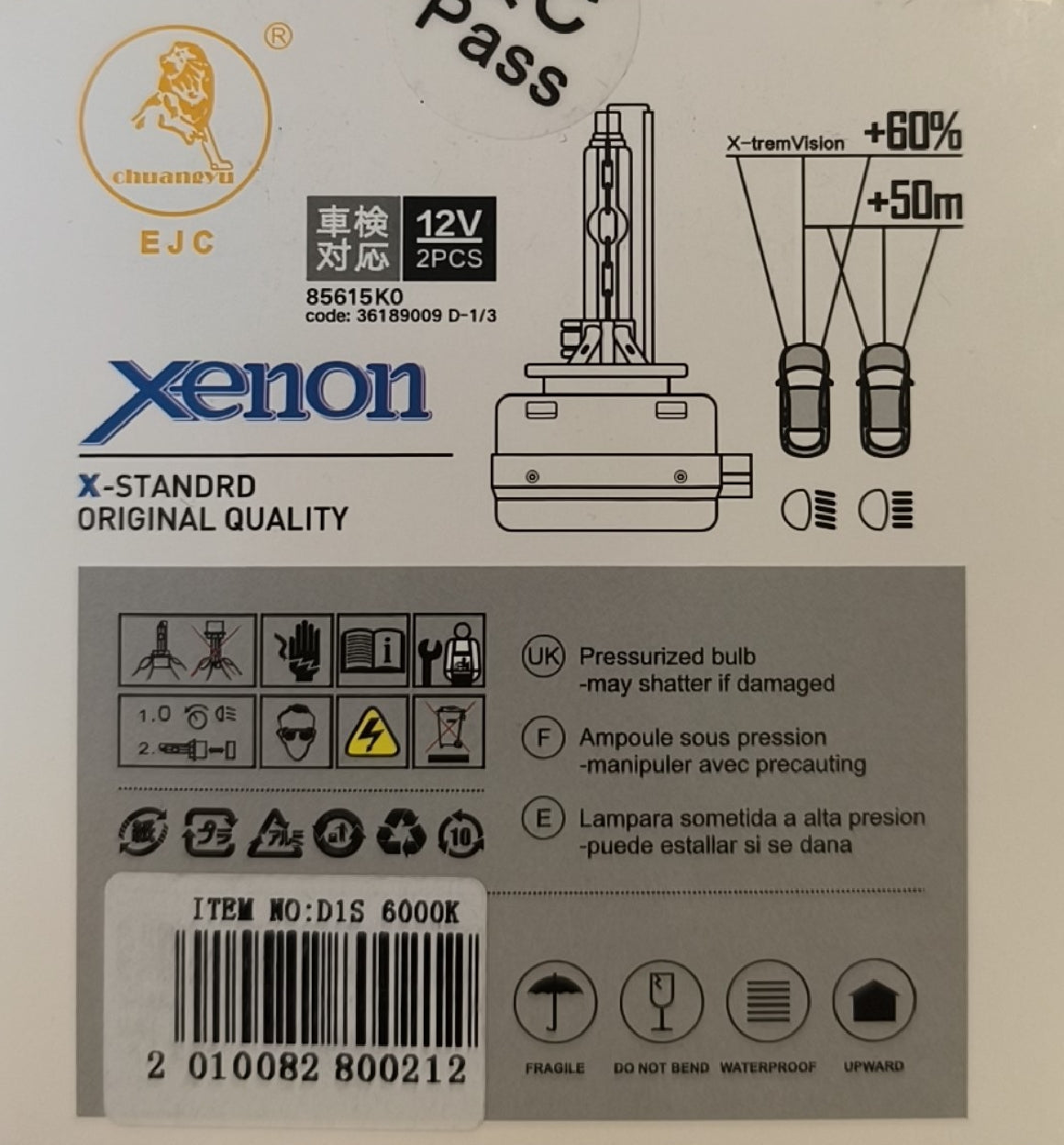 D1S HID Xenon 12v 55w 6000k Car Headlight Bulb Kit - Electromann SA